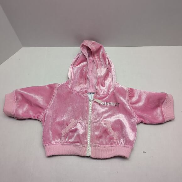Build A Bear Pink Velour Velvet Outfit Hoodie Jacket Skirt Bedazzled Perfect - Picture 3 of 8